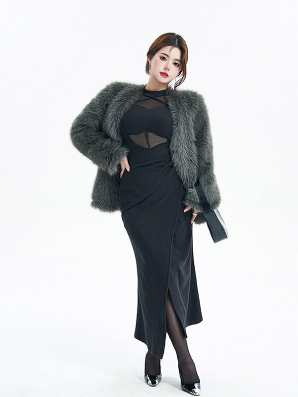 Manteau d'hiver en fausse fourrure pour femme, à la mode, nouveau style, 2023, 010810112
