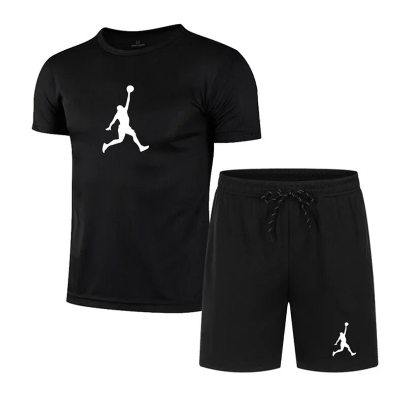 Conjunto de camiseta y pantalones cortos para hombre, traje deportivo con estampado, informal, a la moda, de manga corta, para v