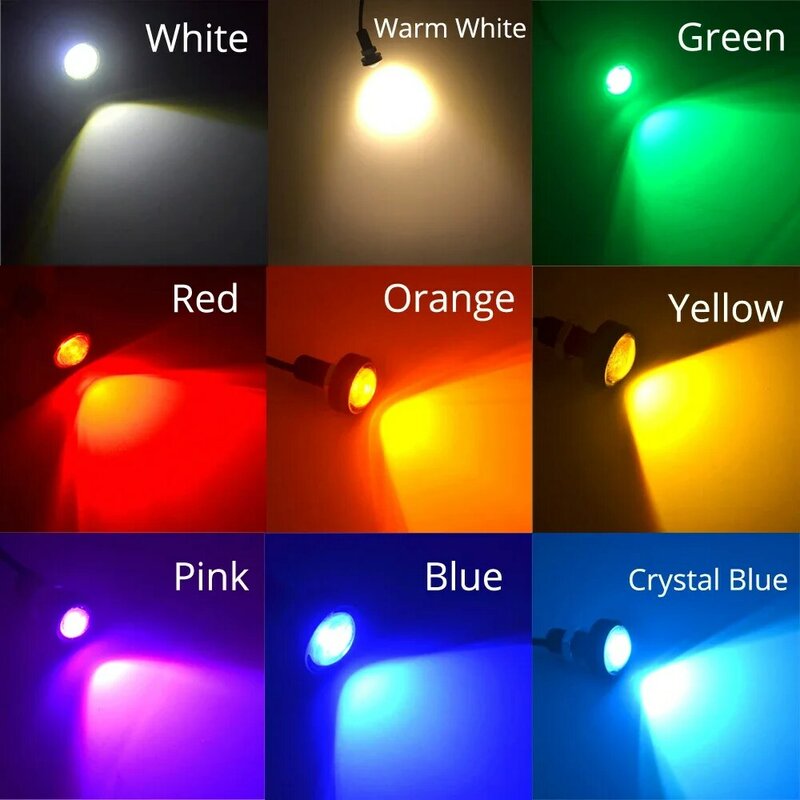 Lâmpadas diurnas de backup, Branco Vermelho, Azul, 18mm, 23mm, 12V, Eagle Eye Light, Carro, Auto Motor LED Turn Signal, Impermeável Day Lamp, 1X