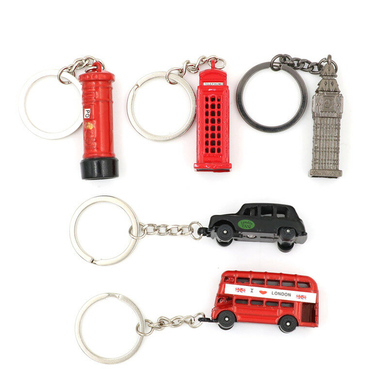 Schattige Britse Miniatuur Londonmodel Sleutelhanger Souvenir Rode Bus Taxi Groothandel