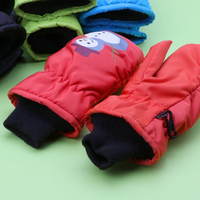 Cartoon Winter Children Multi Color Thickening Ski Gloves Kids Windproof Waterproof Non-slip with Buckle Cycling Mitten