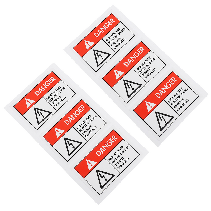 Eletricidade etiquetas de aviso, papel sintético PP, sinais decalque, sinais equipamentos, sinais, adesivos, 6 pcs