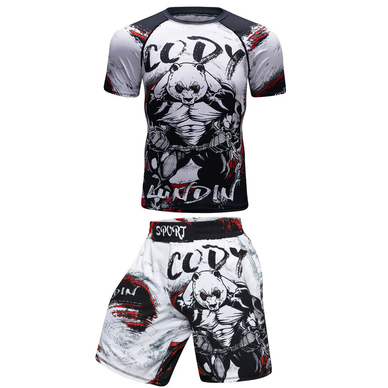 Cody seragam klub kaus, Set olahraga Fitness MMA, kompetisi olahraga Muay Thai, kaus Jiu jitsu gi Logo kustom