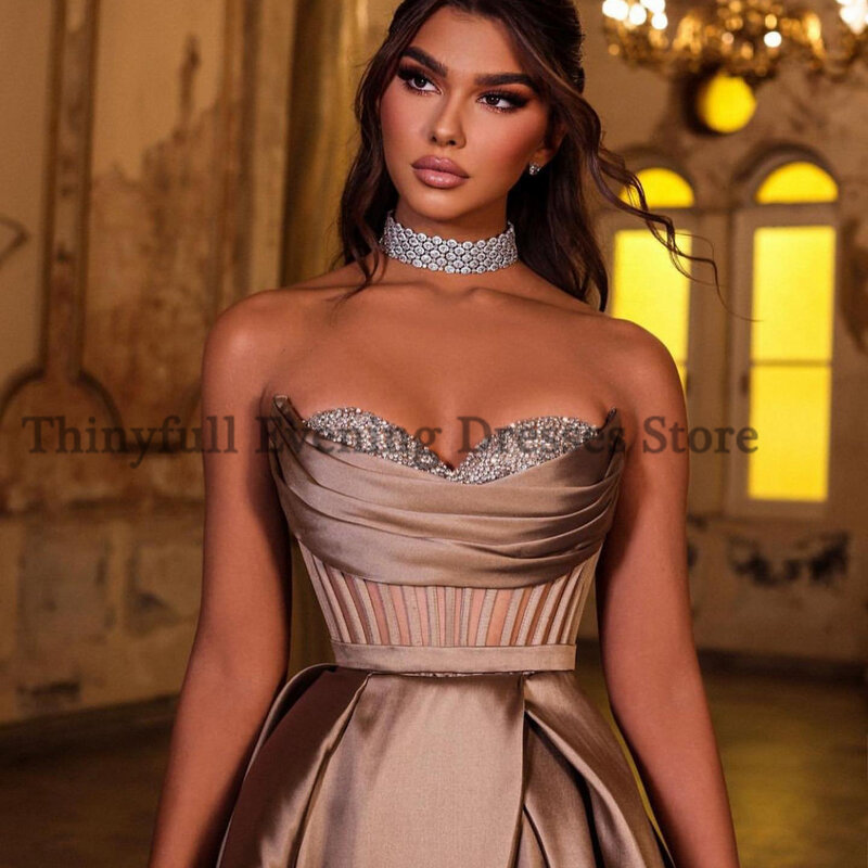 Thinyfull Sexy A-Line Prom Dresses Sweetheart Beadings Evening Dress Floor Length Saudi Arabia Cocktail Party Gowns Custom Size