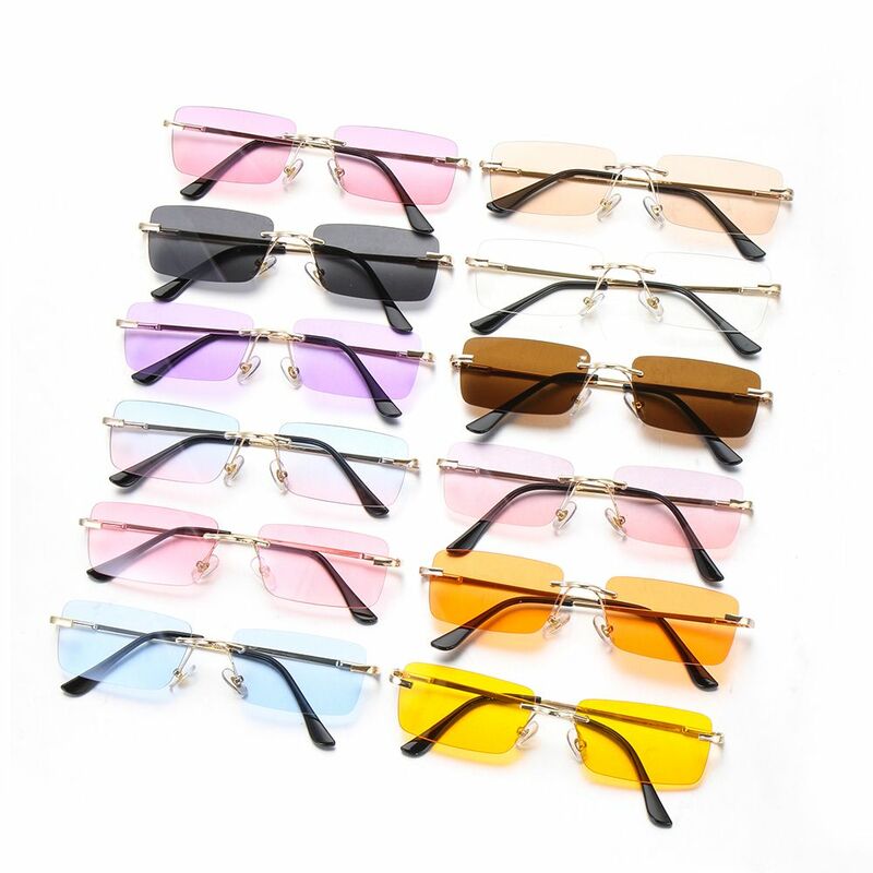 Gafas de sol Retro UV400 Unisex, lentes de sol Vintage, gradientes, rectangulares, sin montura