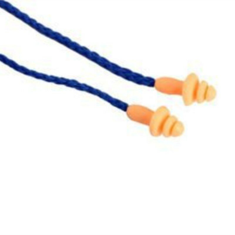 Bouchons d'oreille réutilisables à cordon en silicone, protection auditive, anti-bruit 25dB, doux, lavable, défense contre le bruit, 1 pièce