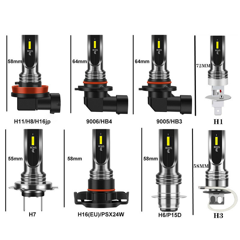 Bombillas LED antiniebla para faros delanteros de coche, luces LED antiniebla de 6000K, blanco, 3000K, ámbar, amarillo, DRL, 12V, 24V, H8, H9, H16JP, H11, 2 piezas