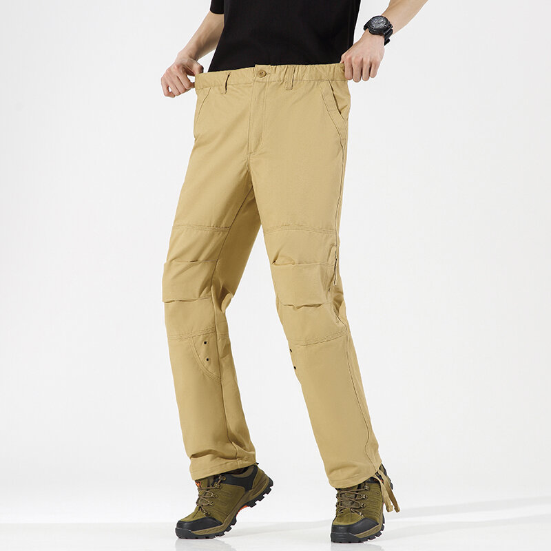 Pantalon cargo d'extérieur pour homme, poches multiples, fermeture éclair latérale, pantalon long, FJJ