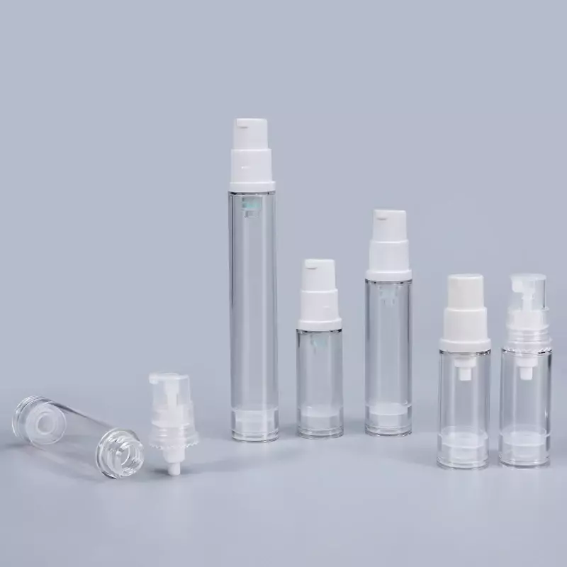10Pcs PP Clear Airless Pump Emulsion Vacuum Lotion Bottle Travel Bottle Cream Refillable Bottles Clear 5ml/10ml/15ml Spray