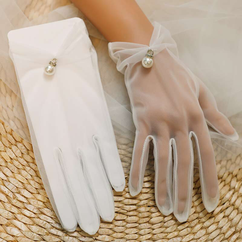 Bridal Wedding Gloves Short Tulle/Cotton Women's Party Prom Wedding Dress Accessories