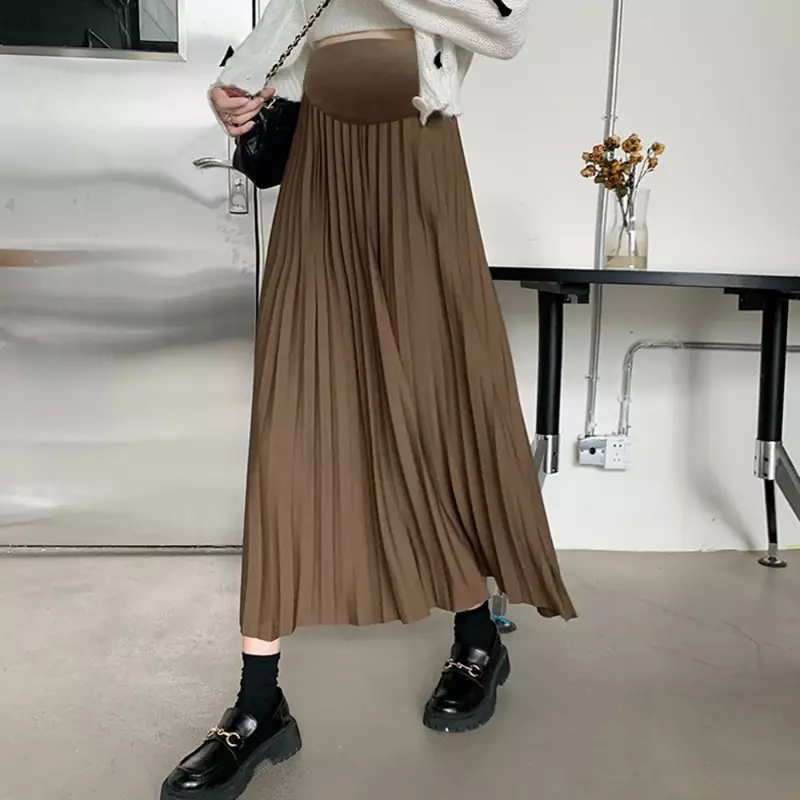 2023 Autumn Winter Pleated Thick Warm Maternity Skirts Elastic Waist Belly Casual Clothes for Pregnant Women Pregnancy vestidos