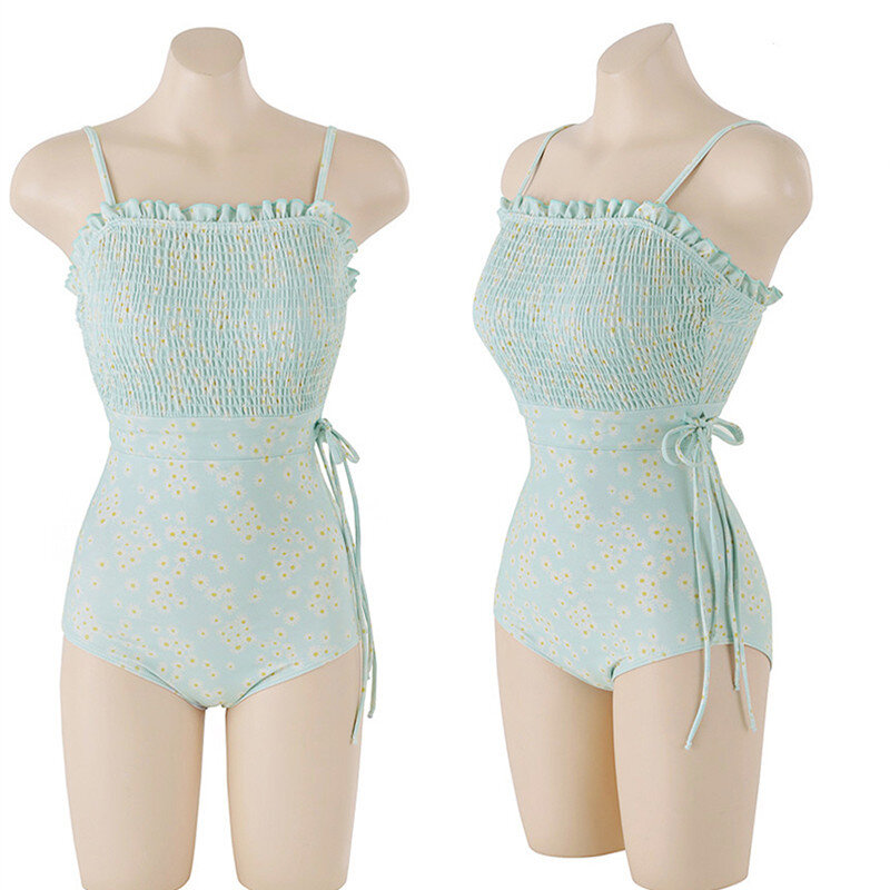 2024 seksowny strój kąpielowy Trikini z bandażem Monokini kwiatowy brazylijskie stroje kąpielowe kobiet jednoczęściowy strój kąpielowy w stylu koreańskim