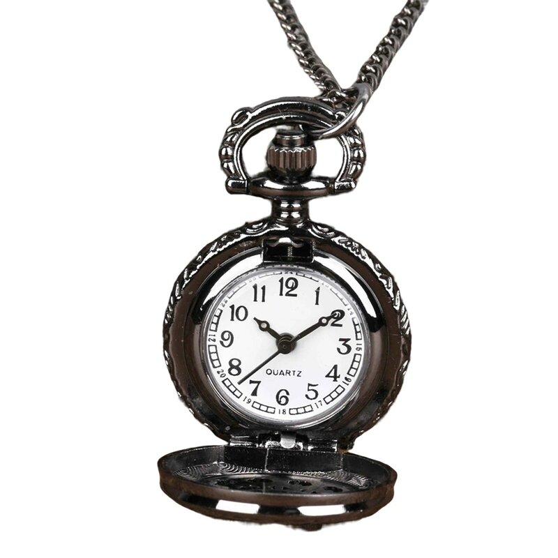 Small  With Spiders Web Carving Stylish Necklace Pendant Clock Chain Festivals Birthday Gift