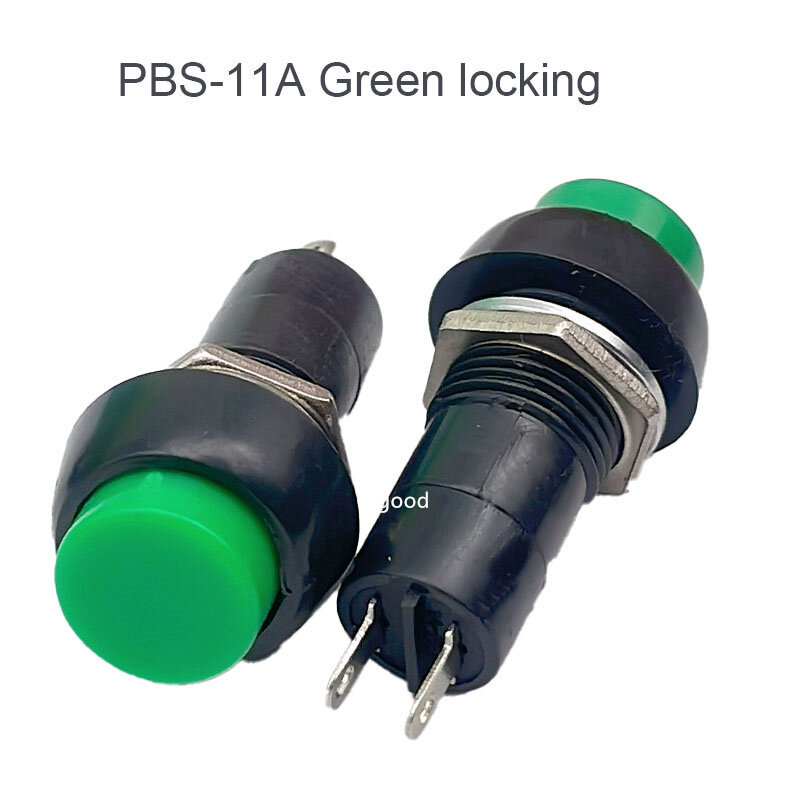 1 pçs PBS-11A PBS-11B push auto-bloqueio momentâneo interruptor de botão verde/vermelho cores interruptor elétrico para diy modelo que faz