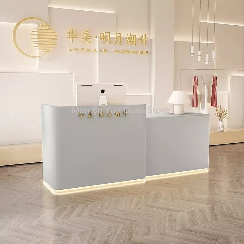 Moderne Einfachheit Salon Kassierer Schreibtisch Rezeption Informations schalter Empfang Bekleidungs geschäft Mesa de Madera Blanca nordische Möbel
