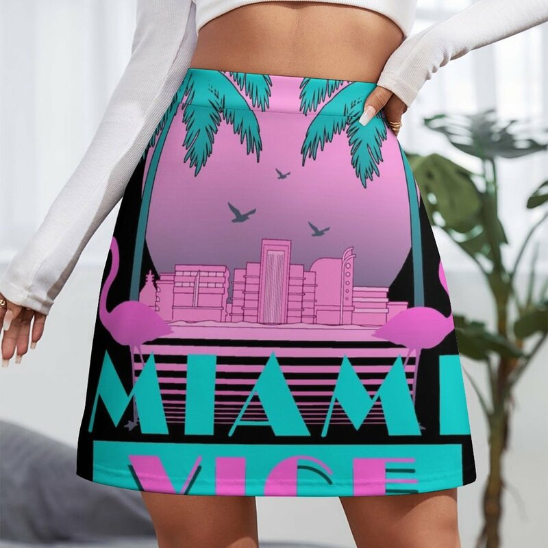 Miami Vice-minifalda de diseño Retro de los años 80 para mujer, elegante, social, midi