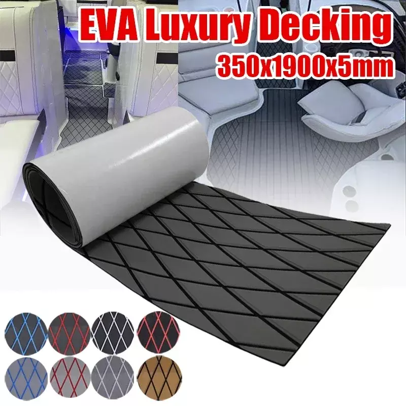 350x1900x5mm EVA Foam Luxury Decking Sheet Anti-Skid Boat Deck Self-Adhesive Yacht Flooring Pad Anti-fatigue Mat Diamond Shapes