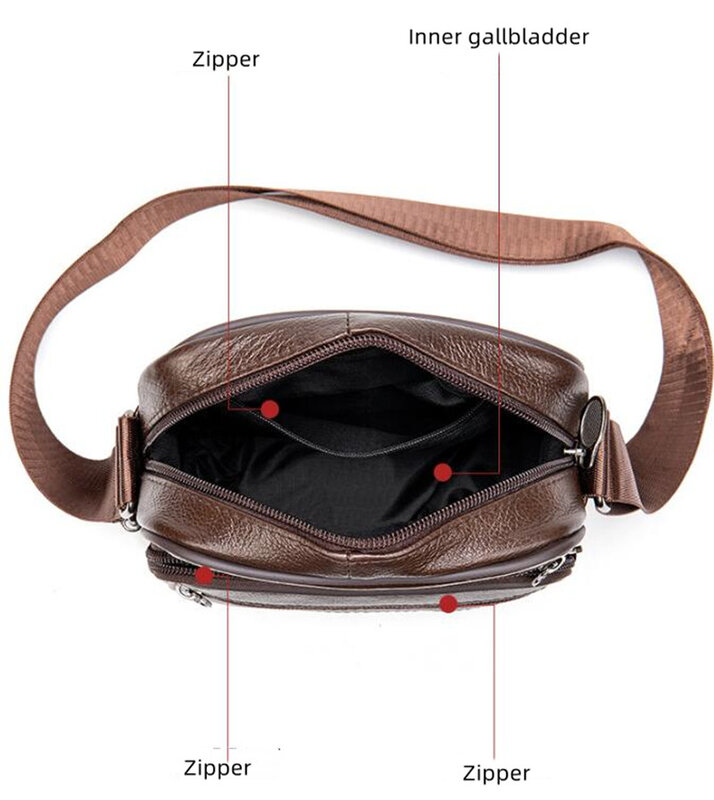 Men's Business Bag Shoulder Retro Casual Men's Frst Layer Cowhide Leather Flip Crossbody Bag