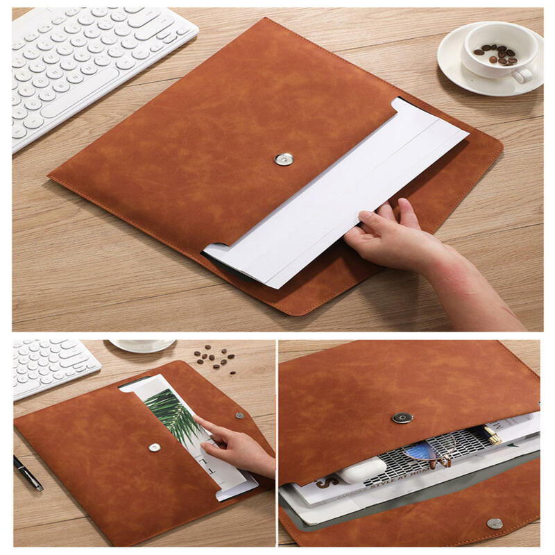 A4 Leather File Folder Simple Big Capacity Document Bag Fashion Briefcase Data Contract Bill File Bag Office Paper Organizer