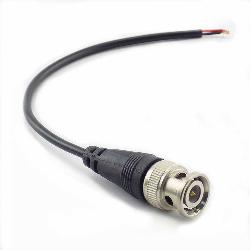 Linha de cabo DC Power Pigtail, Conector macho BNC para adaptador fêmea, Fio para sistema de segurança de câmera CCTV
