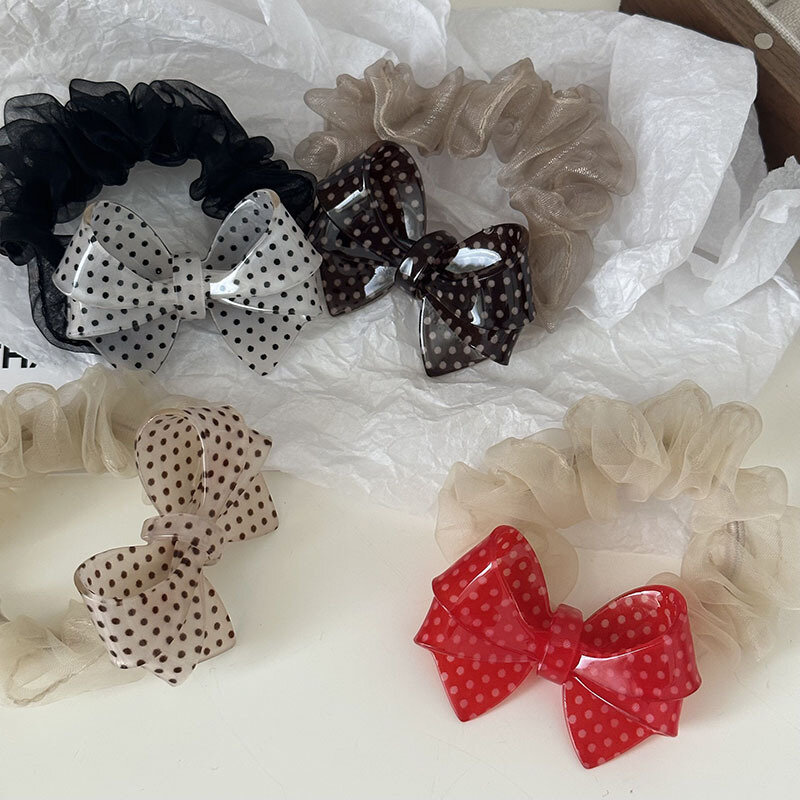 Versão coreana de Dian Dian Sweet Candy Color 3D Bow Tie Hair Ring Horsetail Hair Rope Hair Ornament Grande Intestino Banda