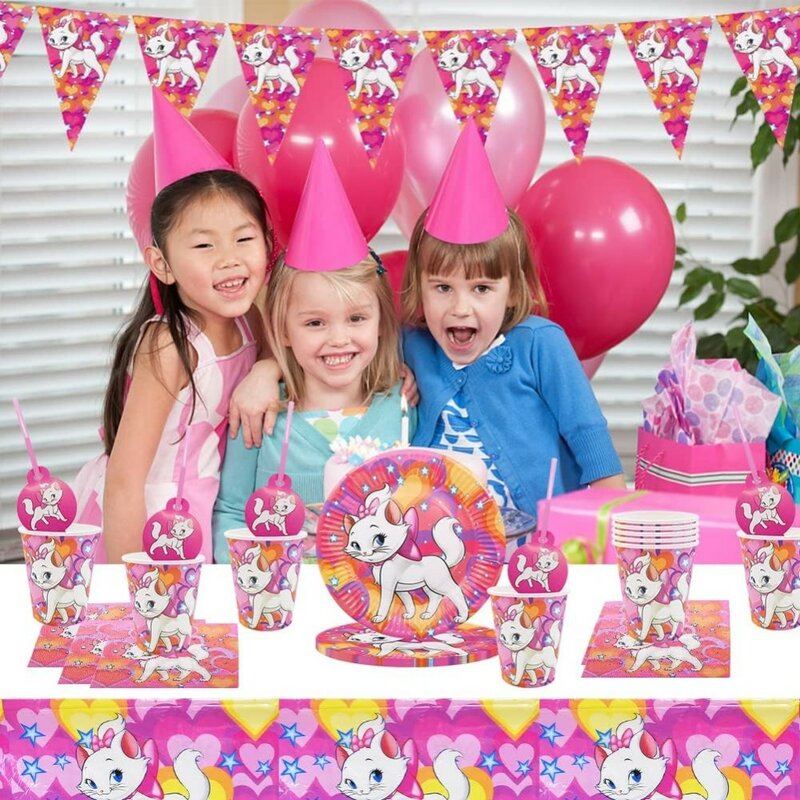 ディズニーの誕生日パーティーの装飾,風船付きの使い捨て食器,テーブルクロス,子供用,出生前パーティー用品