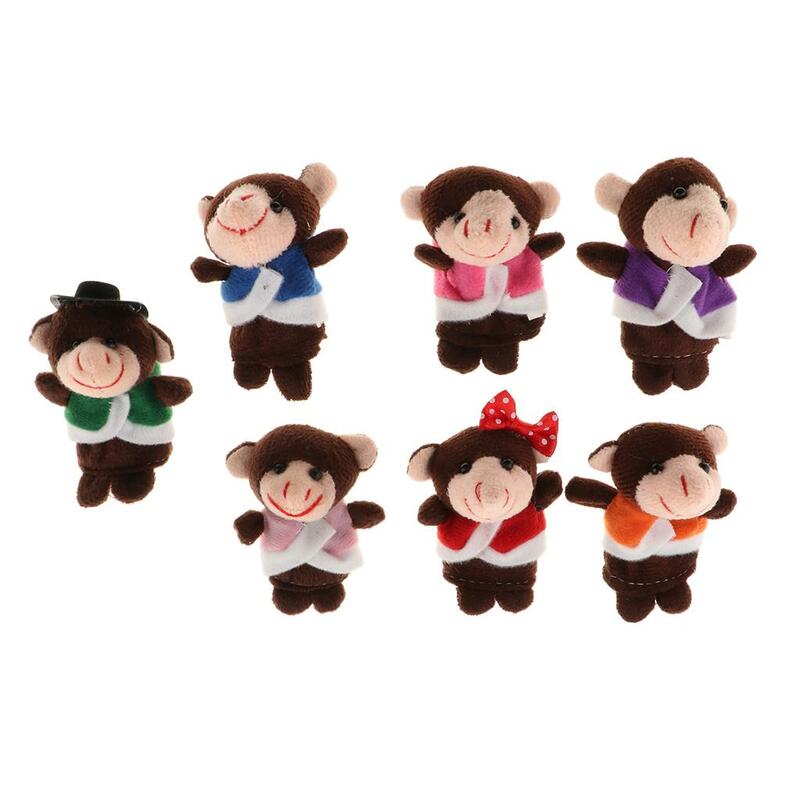 봉제 동물 손가락 인형, 스토리 텔링용 인형, 원숭이의 손가락 인형 장난감, 모든 연령의 어린이를 위한 학교, 7 개