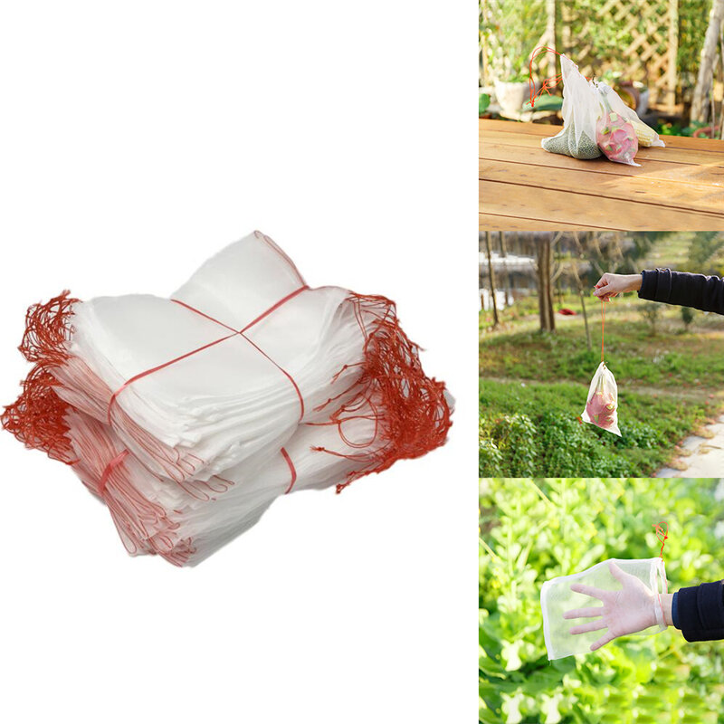 50 pz/set sacchetti di rete da giardino uva vegetale mele sacchetto di protezione della frutta sacchetti di uva a rete Anti-uccello per il controllo dei parassiti agricoli