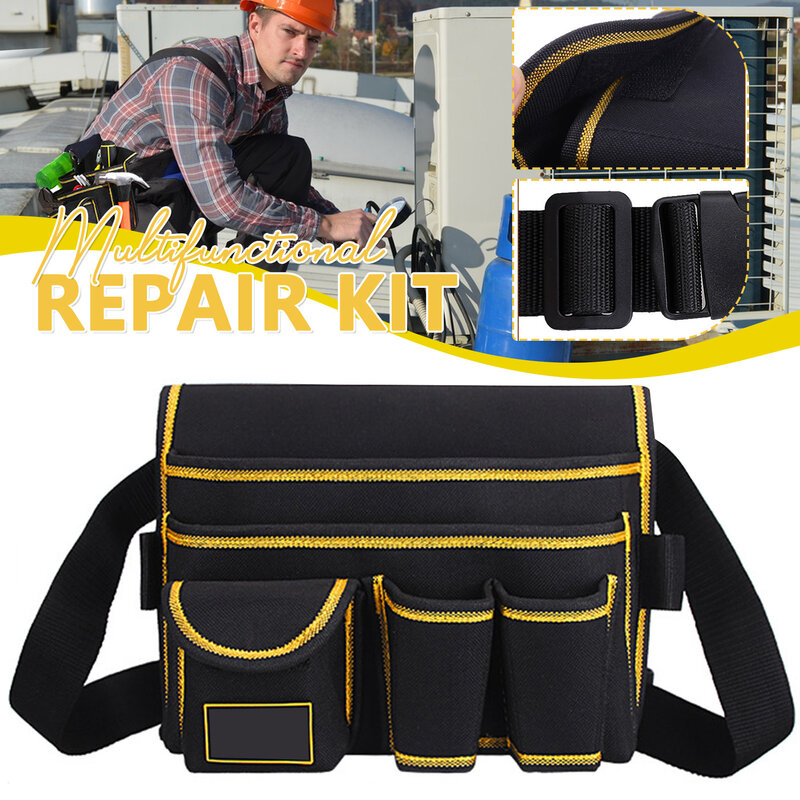 Tas ahli listrik multifungsi, wadah peralatan reparasi kantong sabuk pinggang alat Organizer untuk sabuk tukang listrik
