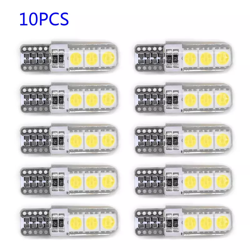 Canbus LED matrícula, Shell de Silicone, branco, 12V DC, T10, 194, W5W, Car T10-5050-6SMD, Energy Saving, Eco-Friendly, 10pcs