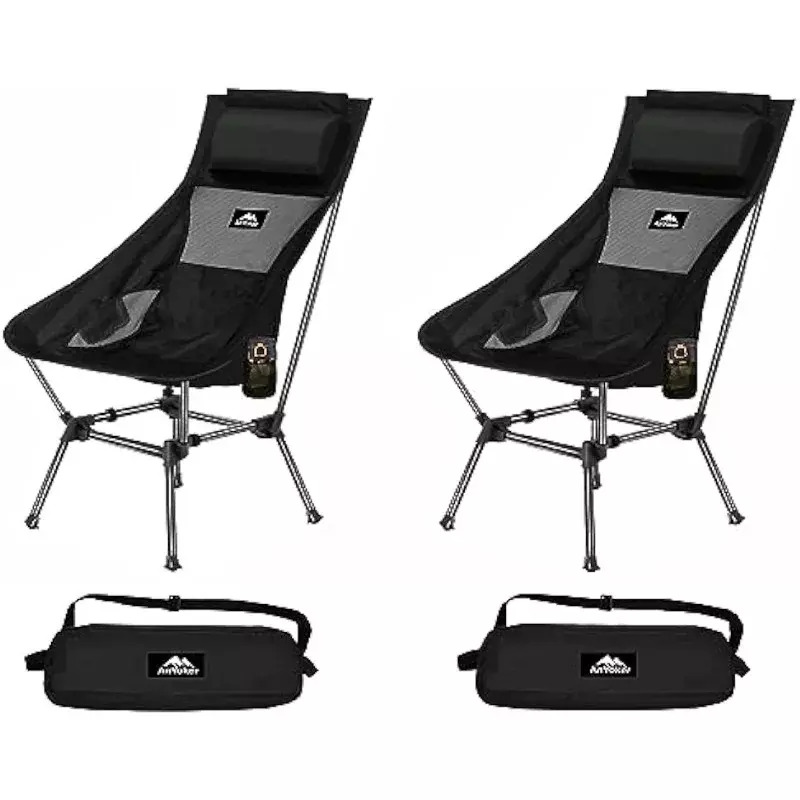 AnYoker Camping Chair, 2 Way Compact Backpacking Chair, Portable Folding Chair, Beach Chair with Side Pocket and headrest
