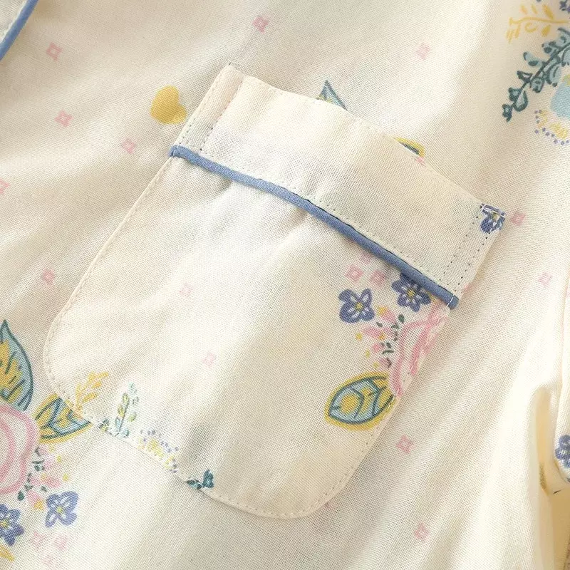 2023 japanische Frühling und Herbst neue Damen Pyjama Set 100% Baumwolle Damen bedruckte Langarmhose zweiteilige Home Pyjamas Set
