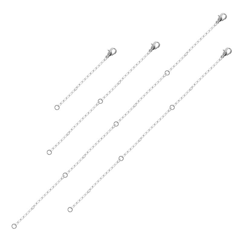 4Piece Pack Adjustable Chain Extender Set for Jewelry Making Gold/Silver Necklace and Bracelet Extension Chains Jewelry