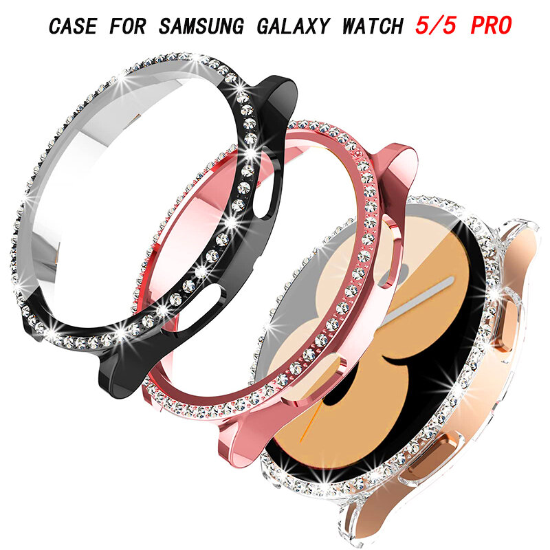 Custodia diamantata per Samsung Galaxy Watch 5/5 pro/4 44mm 40mm copertura per PC protezione paraurti All-Around Galaxy watch4 classic 42mm 46mm