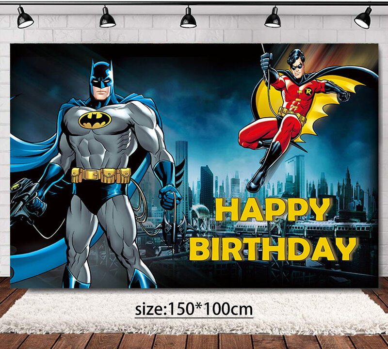 Kayou-Juego de vajilla desechable de Batman para fiesta de cumpleaños, caja de regalo, tazas y platos, mantel de papel para bautizo de bebé