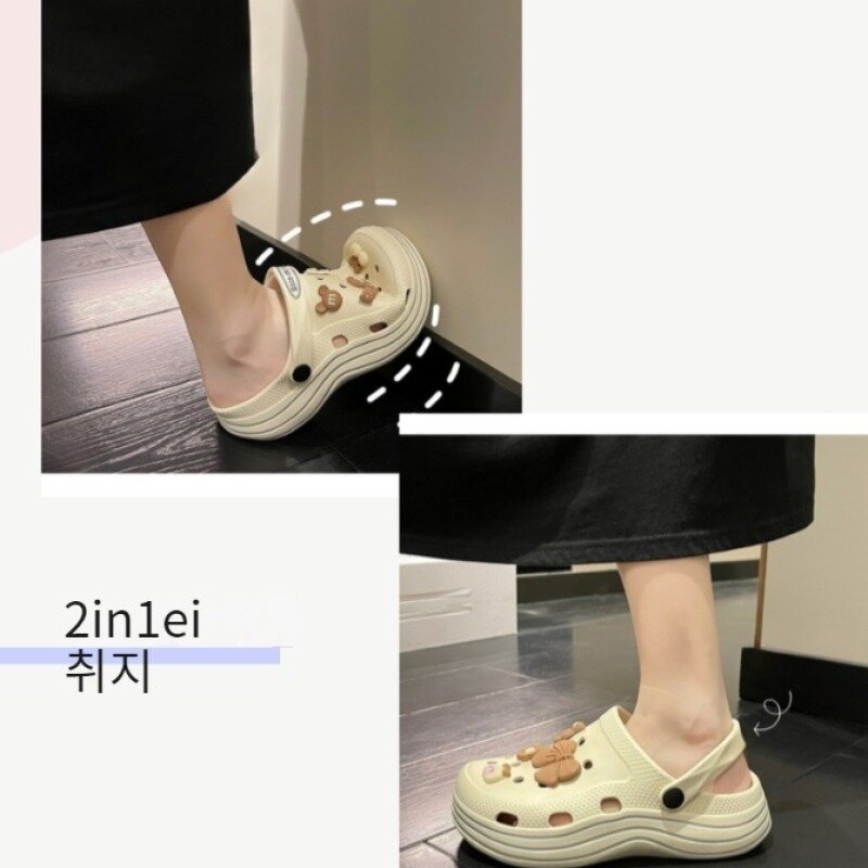 Summer New Coumn Fashion Plates Foam Cool Flip Flops con tacco alto Cute Bypot Knot Ins Fashion Package Head for Women cool hole shoes