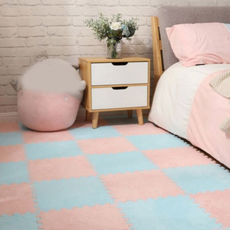 Conjunto 10 peças cobertores quarto para crianças, tapete emenda resistente a manchas