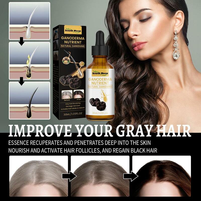 Aceite para reparar el cabello negro de blanco a negro, loción hidratante nutritiva para el cuero cabelludo, reparación líquida a base de hierbas, Antifrizz