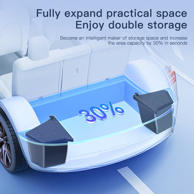 YZ para Tesla Model 3 Y Highland 2021-24, caja de almacenamiento lateral para maletero de coche, organizador de cubierta hueca, estera de flocado, tablero divisorio, remolque y orden