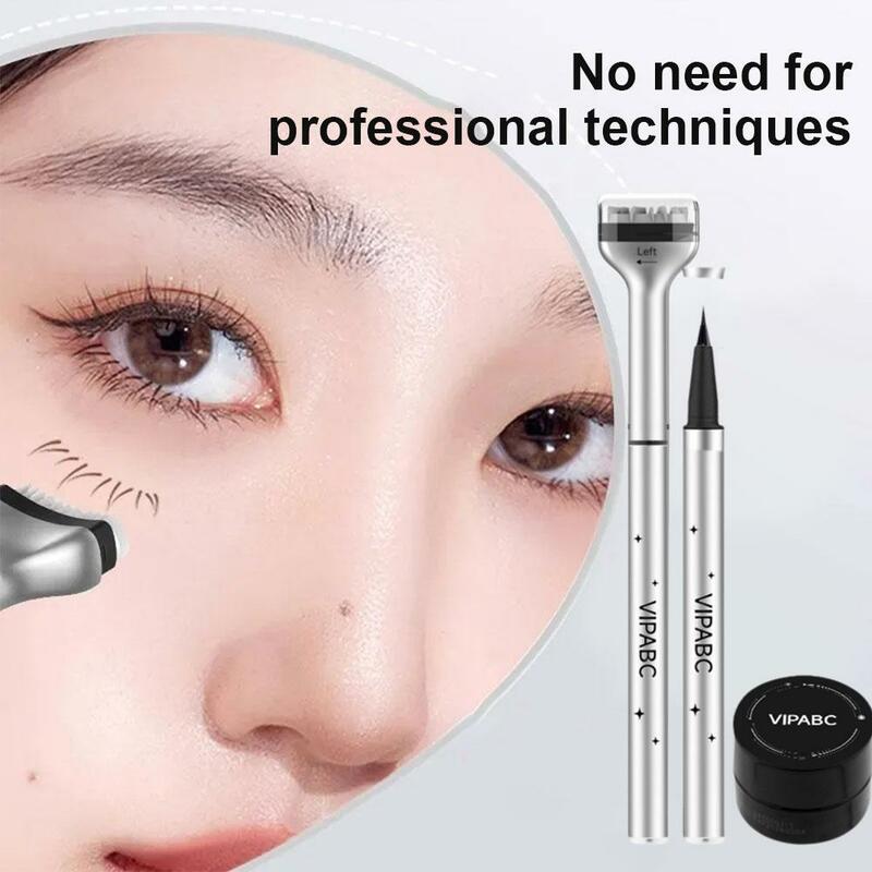 2in 1 Waterproof Lower Lash Stamp Set New Easy To Use Quick Dry Eye Liner Portable 0.01mm Tip Lower Lash Stamp With Ink
