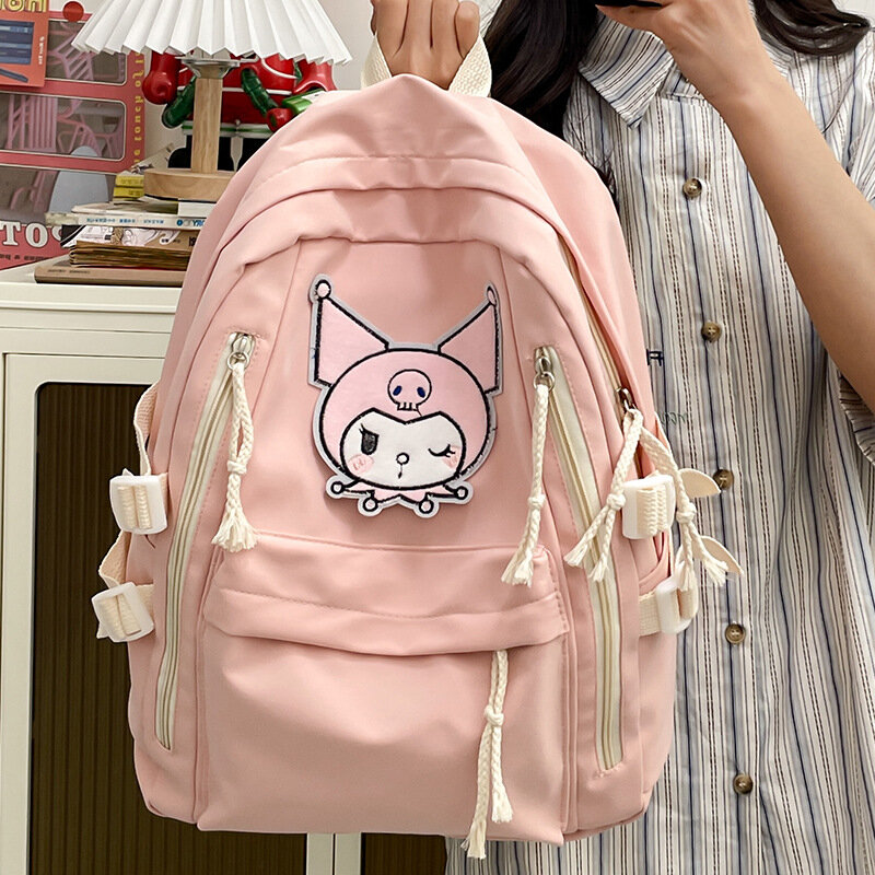 Sanrio tas punggung murid baru, tas sekolah tahan air tahan noda kasual dan ringan kapasitas besar lucu