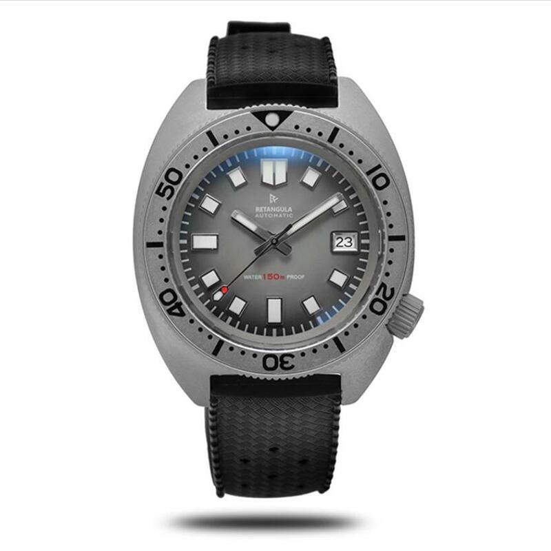 Retangula Rdunae R2 męski klasyczny zegarek biznesowy 150m nurkowanie japonia Luminous 6105 8110 ruch mechaniczny zegarek