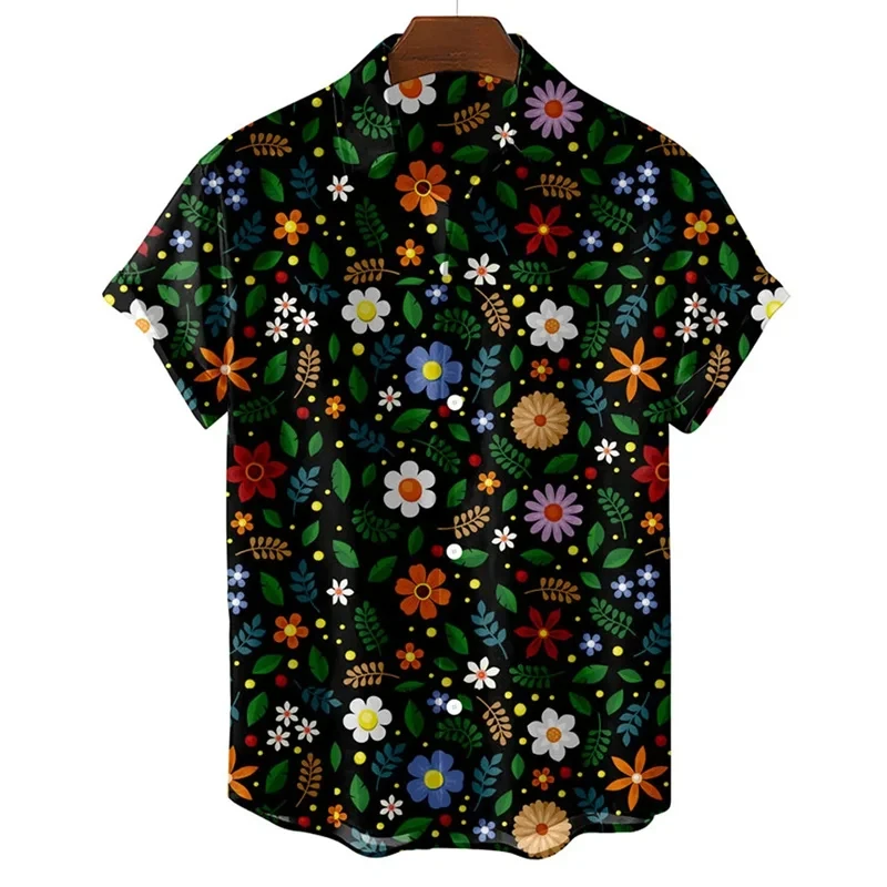 Floral Print Pattern Fashion Design Men Women Short Sleeve Shirts Fashion Tops Casual Button Shirt Tops