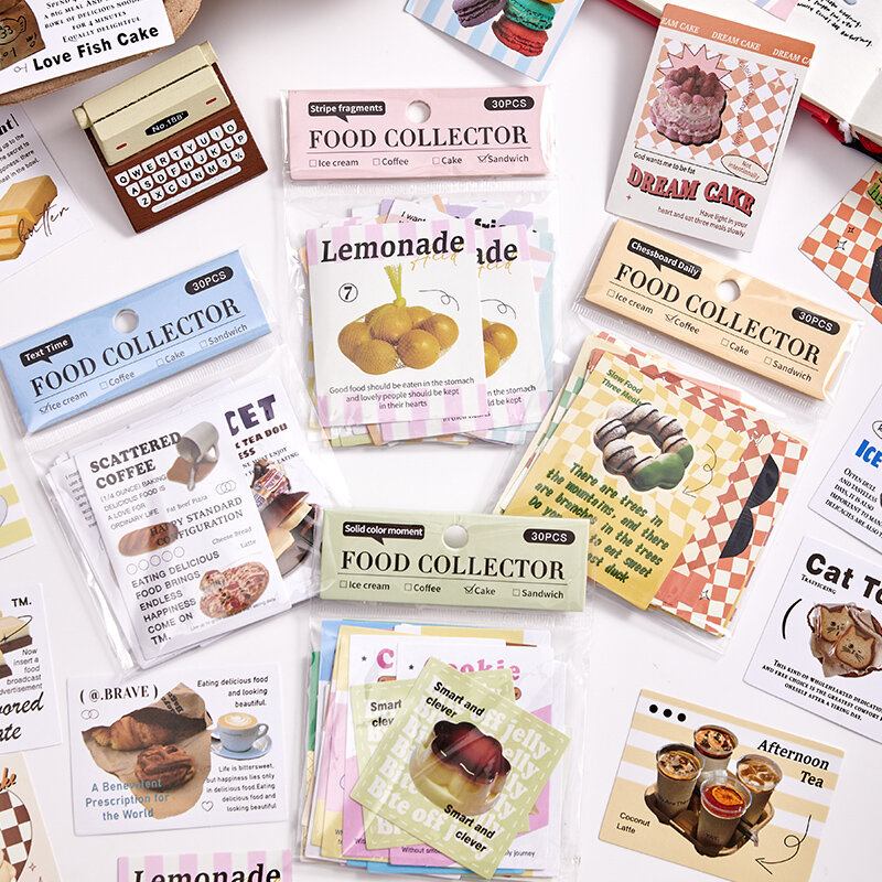 8packs/LOT Food collector series retro message art paper sticker