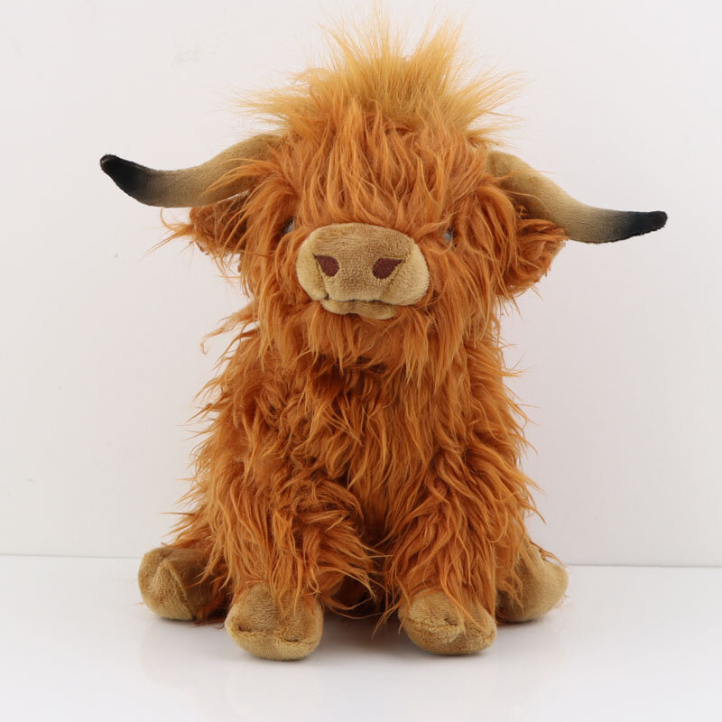 25cm Simulation Highland Cow Plush Animal Doll Soft Stuffed Highland Cow Plush Toy Kawaii Kids Baby Gift Toy Home Room Decor