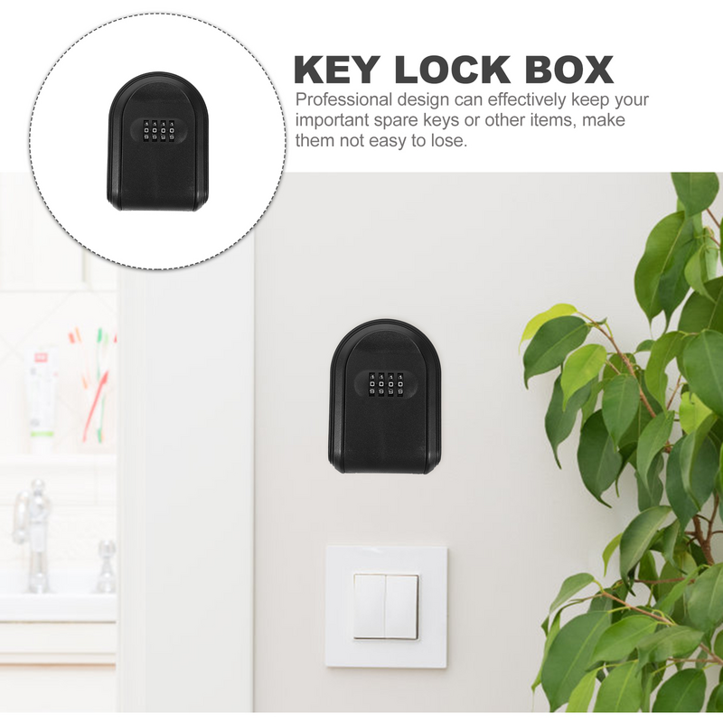 ドア、キーハイダー、屋外プラスチックスペア、壁掛け、黒、1個用のパスワードロック付き金庫キーボックス