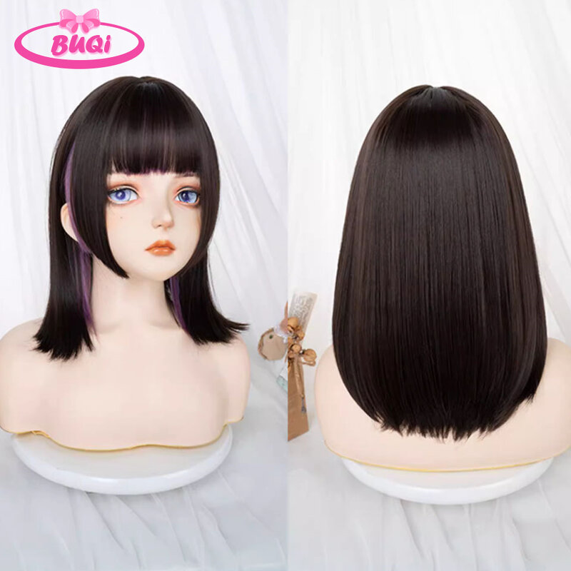 Buqi synthetische chemische Faser Haar Lolita Milch tee Pudding kurze gerollte Kopf bedeckung 10 Zoll lang geeignet für alle Frauen täglich Wea