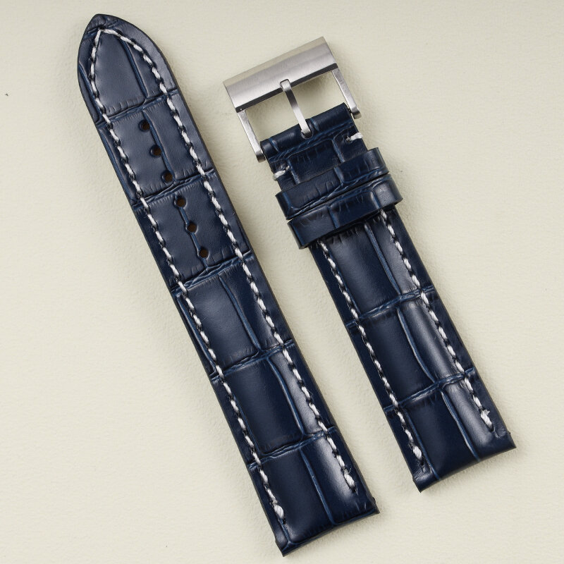 Pulseira de couro genuíno para Breitling, alça de fivela de pino, logotipo asa, preto, marrom, azul, alta qualidade, 20mm, 22mm, 24mm