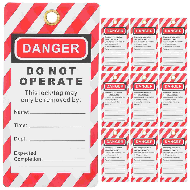 Etichette di pericolo da 10 pezzi etichette di blocco appese etichette di blocco di avvertimento etichette di sicurezza dell'attrezzatura