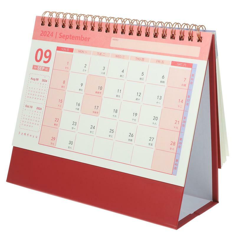 Schreibtisch stehender Kalender 2024 Desktop kleiner monatlicher Planer Tisch Büro Mini Tischplatte Zeitplan Wand täglich dekorativ